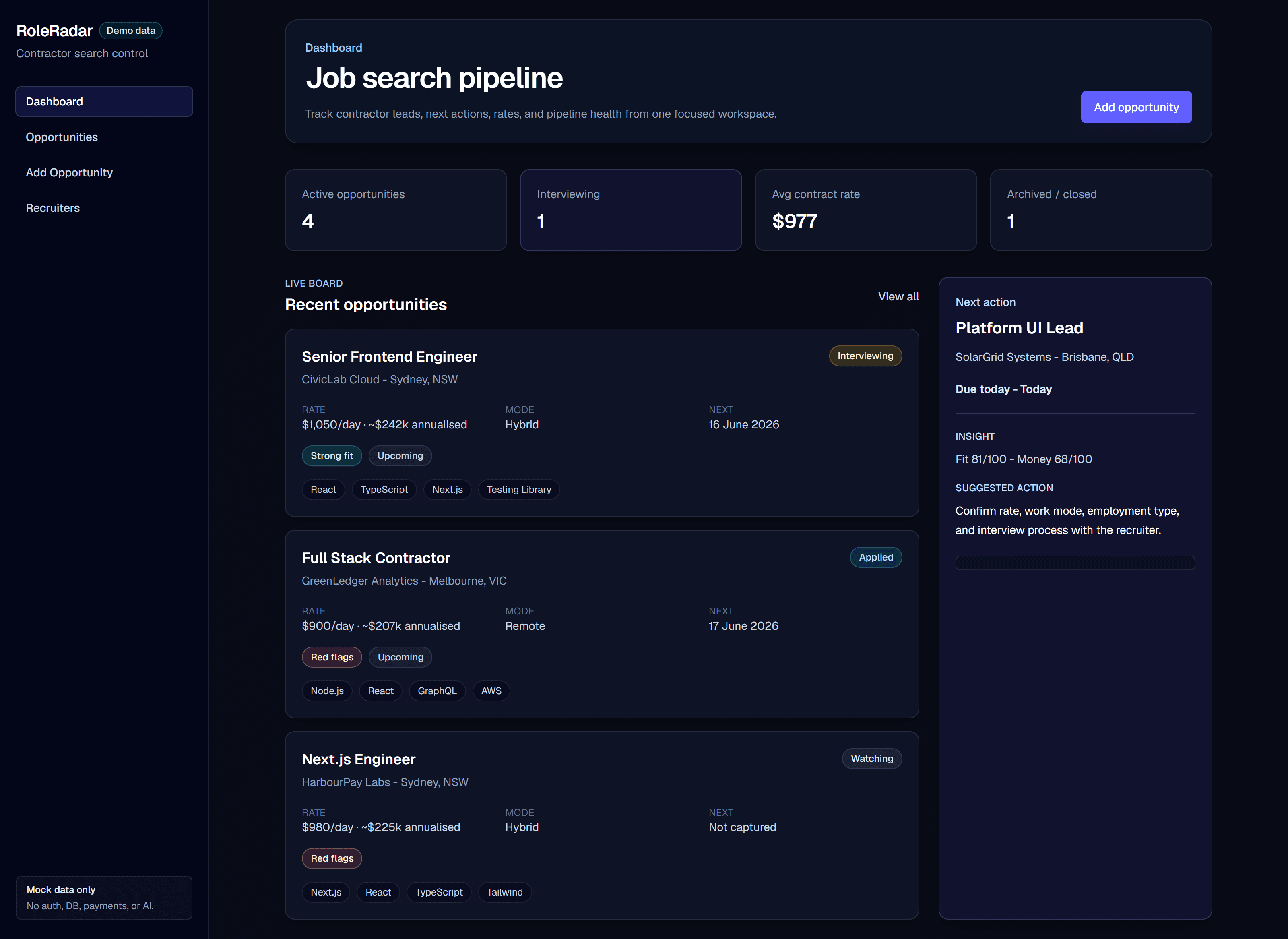 RoleRadar screenshot
